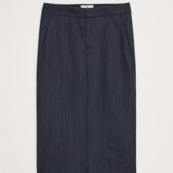 Banana Republic Italian wool midi Navy Pinstripe pencil Skirt 10 - Picture 2 of 14